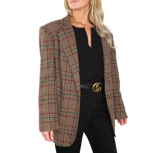 Sag Harbor 90s Vintage Brown Plaid Blazer Jacket Dark Academia Large Retro - Picture 6 of 6